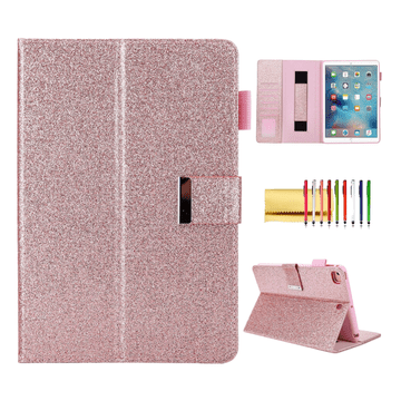 Nikcorp Zaščitna torbica denarnica za iPad Mini 6 (2021) z bleščicami, roza, s funkcijo samodejnega prebujanja in žepki