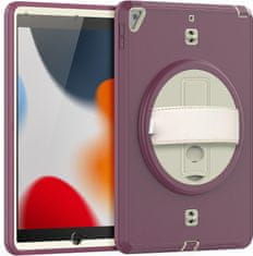 Nikcorp Vzdržljiv zaščitni ovitek za iPad Mini 5/4 7.9" z vrtljivim stojalom, ročajem in ramenskim pasom, vijoličen