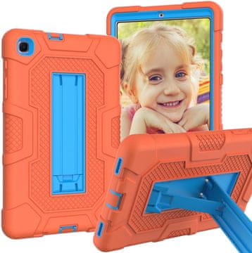 Nikcorp Oklepni etui za Samsung Galaxy Tab A 8.0" z vgrajenim stojalom, oranžen, robustna zaščita pred padci in udarci