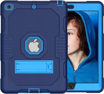 Nikcorp Oklepni etui za iPad 6/5 9.7" s stojalom in držalom za pisalo | Trpežen ovitek za tablico mornarsko moder