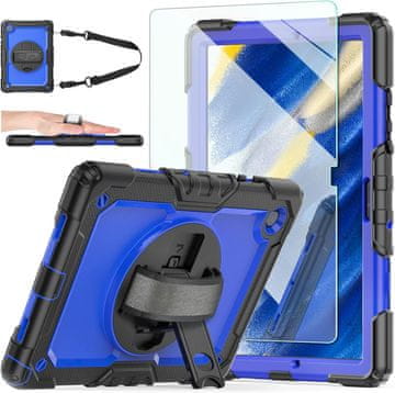 Nikcorp Vzdržljiv zaščitni ovitek za iPad Air 3/Pro 10.5 z vrtljivim stojalom, ročajem in ramenskim pasom, moder