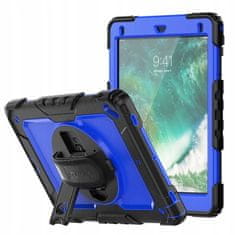 Nikcorp Vzdržljiv zaščitni ovitek za iPad Air 3/Pro 10.5 z vrtljivim stojalom, ročajem in ramenskim pasom, moder