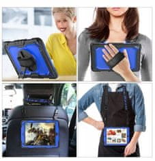 Nikcorp Vzdržljiv zaščitni ovitek za iPad Air 3/Pro 10.5 z vrtljivim stojalom, ročajem in ramenskim pasom, moder