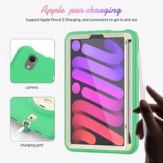 Nikcorp Vzdržljiv zaščitni ovitek za iPad Mini 6 8.3 z vrtljivim stojalom, ročajem in naramnim pasom, zelen