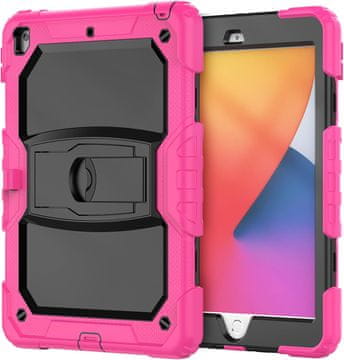 Nikcorp Vzdržljiv zaščitni ovitek za iPad Mini 5/4 7.9" z vrtljivim stojalom, ročajem in ramenskim pasom, roza barve