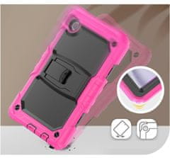 Nikcorp Vzdržljiv zaščitni ovitek za iPad Mini 5/4 7.9" z vrtljivim stojalom, ročajem in ramenskim pasom, roza barve