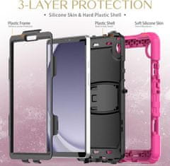 Nikcorp Vzdržljiv zaščitni ovitek za iPad Mini 5/4 7.9" z vrtljivim stojalom, ročajem in ramenskim pasom, roza barve