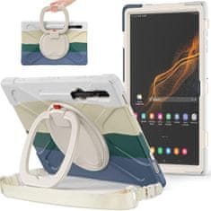 Nikcorp Vzdržljiv ovitek za Samsung Galaxy Tab S8/S7 11", 360° vrtljivo stojalo, ročaj in ramenski pas, barvit