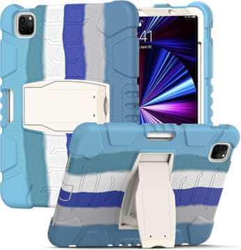 Nikcorp Oklepni etui za iPad Pro 12.9" (5/4/3 gen) z vrtljivim stojalom in držalom za pisalo, moder ovitek za tablico