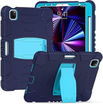 Nikcorp Oklepni etui za iPad Pro 12.9" s stojalom in držalom za pisalo | Robusten ovitek za tablico, odporen na udarce, moder