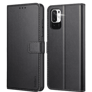 Nikcorp Usnjen preklopni ovitek denarnica za Redmi Note 10 5G s stojalom in predali za kartice črne barve