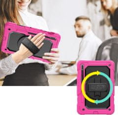 Nikcorp Vzdržljiv zaščitni ovitek za Samsung Galaxy S8 Ultra 14.6 z vrtljivim stojalom, držalom za pisalo in ramenskim pasom roza