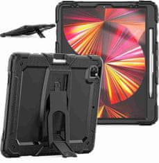 Nikcorp Vzdržljiv zaščitni ovitek za iPad Air 5/4 in Pro 11" s stojalom, ročajem, prostorom za pisalo in ramenskim pasom, črn