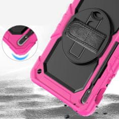 Nikcorp Vzdržljiv zaščitni ovitek za Samsung Galaxy S8 Ultra 14.6 z vrtljivim stojalom, držalom za pisalo in ramenskim pasom roza