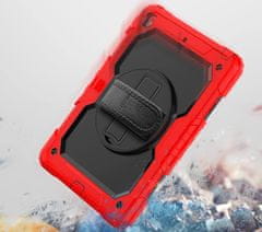 Nikcorp Vzdržljiv zaščitni ovitek za iPad Pro 12.9 z vrtljivim stojalom, ročajem in snemljivim ramenskim pasom, rdeč