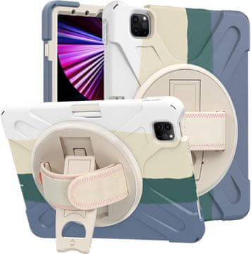 Nikcorp Vzdržljiv zaščitni etui za iPad Pro 11 z vrtljivim stojalom, ročajem in ramenskim pasom, odporen na udarce