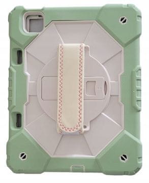 Nikcorp Vzdržljiv zaščitni etui za iPad Air 5/4 10.9" z vrtljivim stojalom, ročajem in ramenskim pasom, zelen