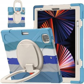 Nikcorp Vzdržljiv zaščitni etui za iPad Pro 12.9 (2020/2018) s 360° vrtljivim stojalom in ročajem, moder