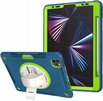 Nikcorp Oklepni ovitek za iPad Pro 11 (2018-2022) s 360° vrtljivim stojalom in ročajem, turkizen