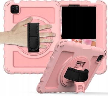 Nikcorp Vzdržljiv zaščitni etui za Samsung Tab A 10.1 2019, 360° vrtljivo stojalo, ročaj in ramenski pas, roza
