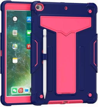 Nikcorp Oklepni etui za iPad 10.2" (9/8/7 gen) z vrtljivim stojalom in držalom za pisalo, roza barve, odporen na udarce