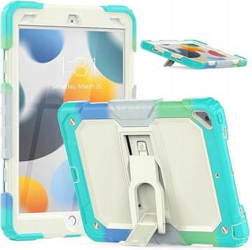 Nikcorp Vzdržljiv zaščitni etui za iPad Air 3/Pro 10.5, 360° vrtljivo stojalo, ročaj in ramenski pas, zelene barve