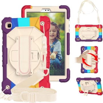 Nikcorp Vzdržljiv zaščitni etui za Samsung Galaxy Tab A 8.0 z vrtljivim stojalom, ročajem in nastavljivim ramenskim pasom