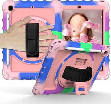 Nikcorp Vzdržljiv zaščitni etui za Samsung Galaxy Tab A 8.0 z vrtljivim stojalom, ročajem in snemljivim naramnim pasom