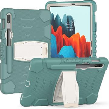 Nikcorp Oklepni etui za Samsung Galaxy Tab S7 Plus 12.4 z držalom za pisalo in stojalom, trpežen ovitek za tablico, zelen