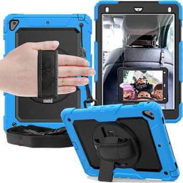 Nikcorp Vzdržljiv zaščitni ovitek za iPad Air 3/Pro 10.5 z vrtljivim stojalom, ročajem in ramenskim pasom, moder