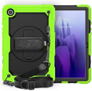 Nikcorp Vzdržljiv zaščitni etui za Galaxy Tab A7 10.4, 360° vrtljivo stojalo, ročaj in ramenski pas, zelen