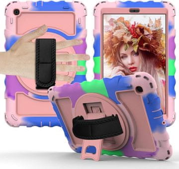 Nikcorp Vzdržljiv zaščitni ovitek za Samsung Galaxy Tab A 8.0 z vrtljivim stojalom, ročajem in snemljivim ramenskim pasom