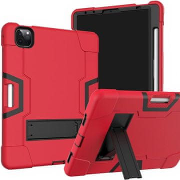 Nikcorp Oklepni etui za iPad Air 5/4 in Pro 11" s stojalom in držalom za pisalo, trpežen ovitek za tablico, rdeč