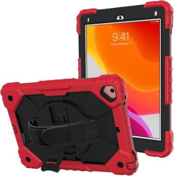 Nikcorp Vzdržljiv zaščitni etui za Samsung Galaxy Tab A7 z vrtljivim stojalom, ročajem in ramenskim pasom, rdeč