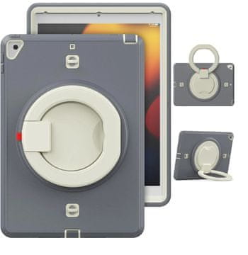 Nikcorp Oklepni ovitek za iPad Air 3 / Pro 10.5, 360° vrtljivo stojalo in ročaj, odporen na udarce, siv