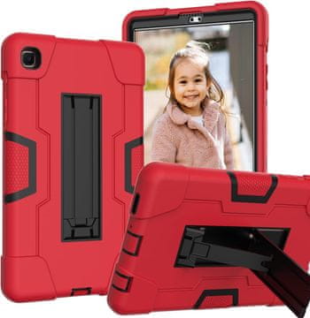 Nikcorp Oklepni etui za Samsung Galaxy Tab A 8.4" s stojalom, tridelna zaščitna torbica za tablico, rdeč