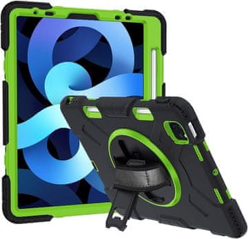 Nikcorp Vzdržljiv zaščitni etui za iPad Pro 11, 360° vrtljivo stojalo, ergonomski ročaj in držalo za pisalo, črn