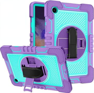 Nikcorp Vzdržljiv zaščitni etui za Samsung Galaxy Tab A 8.4 z vrtljivim stojalom, ročajem in naramnim pasom, vijoličen