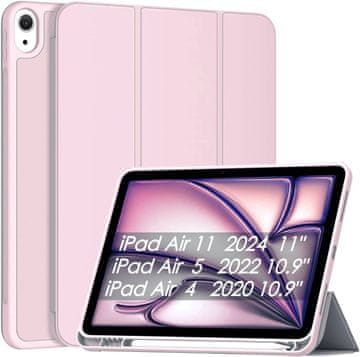 Nikcorp Roza ovitek za iPad Air 11 (2024) in 10.9 (Air 4/5) z držalom za pisalo, funkcijo spanja in stojalom za tipkanje