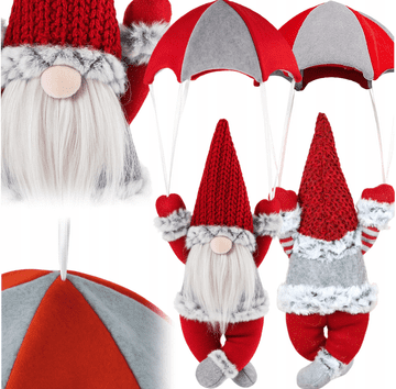 Korbi Božični vilinec s padalom – rdeči nagajivi gnom obesek