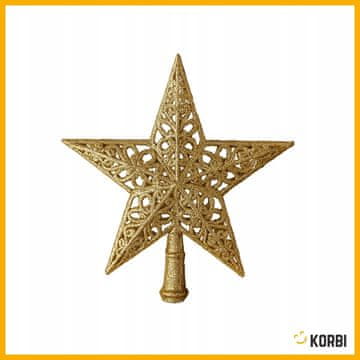 Korbi Zlata zvezda za vrh jelke – ażuurna in bleščeča 20 cm