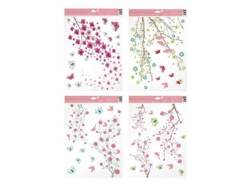 Okenska folija 30 x 42 cm - cvetoče veje z bleščicami