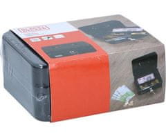 Black+Decker blagajna/sef za denar s ključavnico, 3 pregrade, 2 ključa, jeklo, 20 x 16 x 8,5 cm, črna