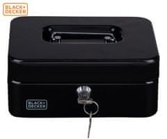 Black+Decker blagajna/sef za denar s ključavnico, 3 pregrade, 2 ključa, jeklo, 20 x 16 x 8,5 cm, črna