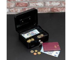 Black+Decker blagajna/sef za denar s ključavnico, 3 pregrade, 2 ključa, jeklo, 20 x 16 x 8,5 cm, črna