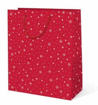 PIGO Vrečka darilna 26x32x12 a4 snežinke nl126 rdeča