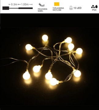 Vito LED božična razsvetljava toplo bela 1m 10 bunkic 2xAA IP20 NATALE-13