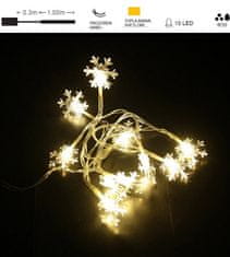 Vito  LED božična razsvetljava toplo bela 1m 10 snežink 2xAA IP20 NATALE-14 