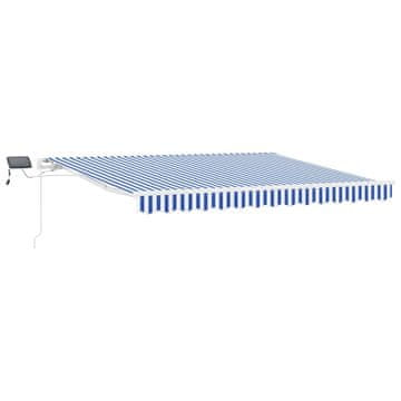 Vidaxl Vlečna tenda Modra in bela 350 x 250 cm Poliester in aluminij