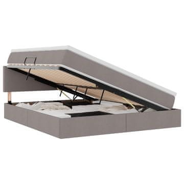 Vidaxl LED Postelja za Shranjevanje z Blazino Taupe 180 x 200 cm Blago